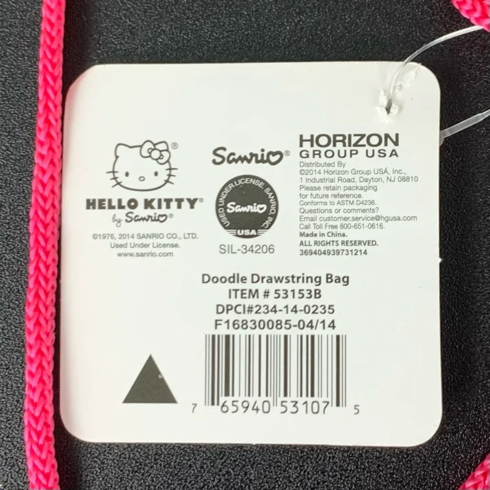 NWT Sanrio “Hello Kitty” Doodle Drawstring Bag.